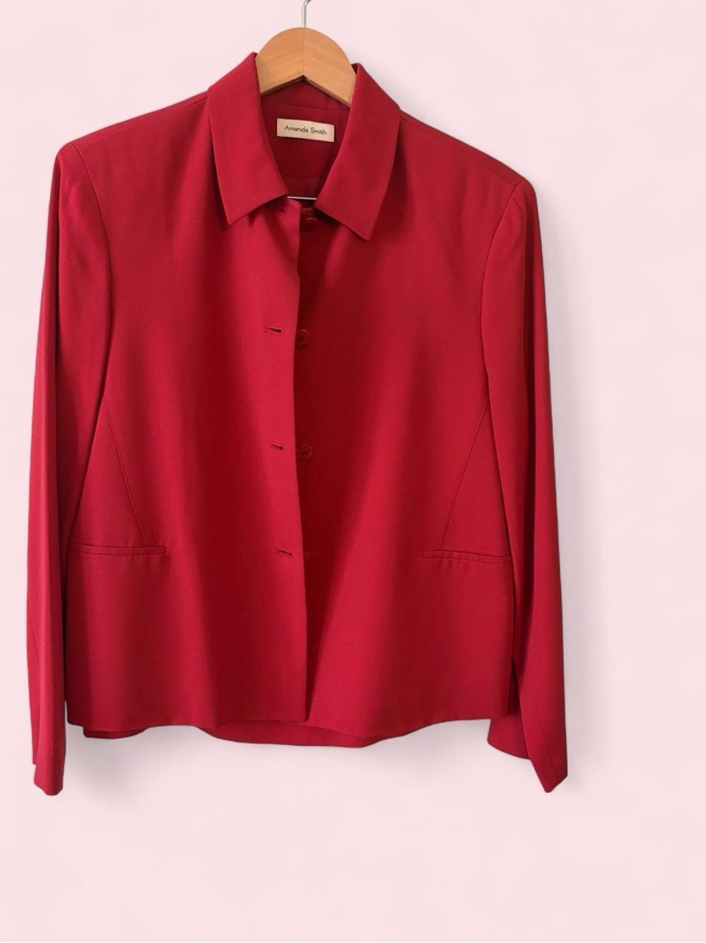 Amanda Smith Red Women's 2 Piece Jacket and Skirt - Classic Collared Design